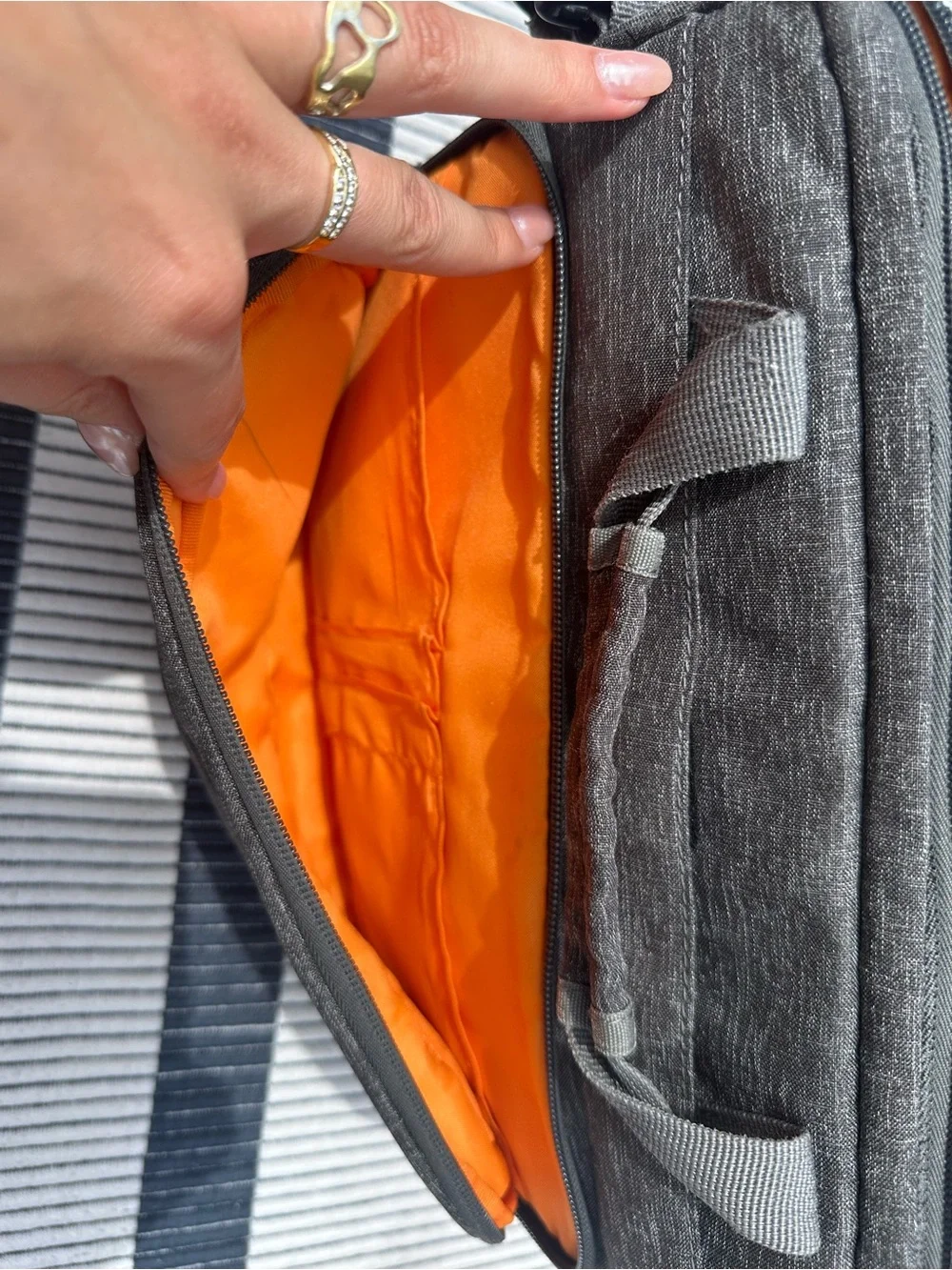 Men's Black/Charcoal Messenger Bag with Adjustable Strap